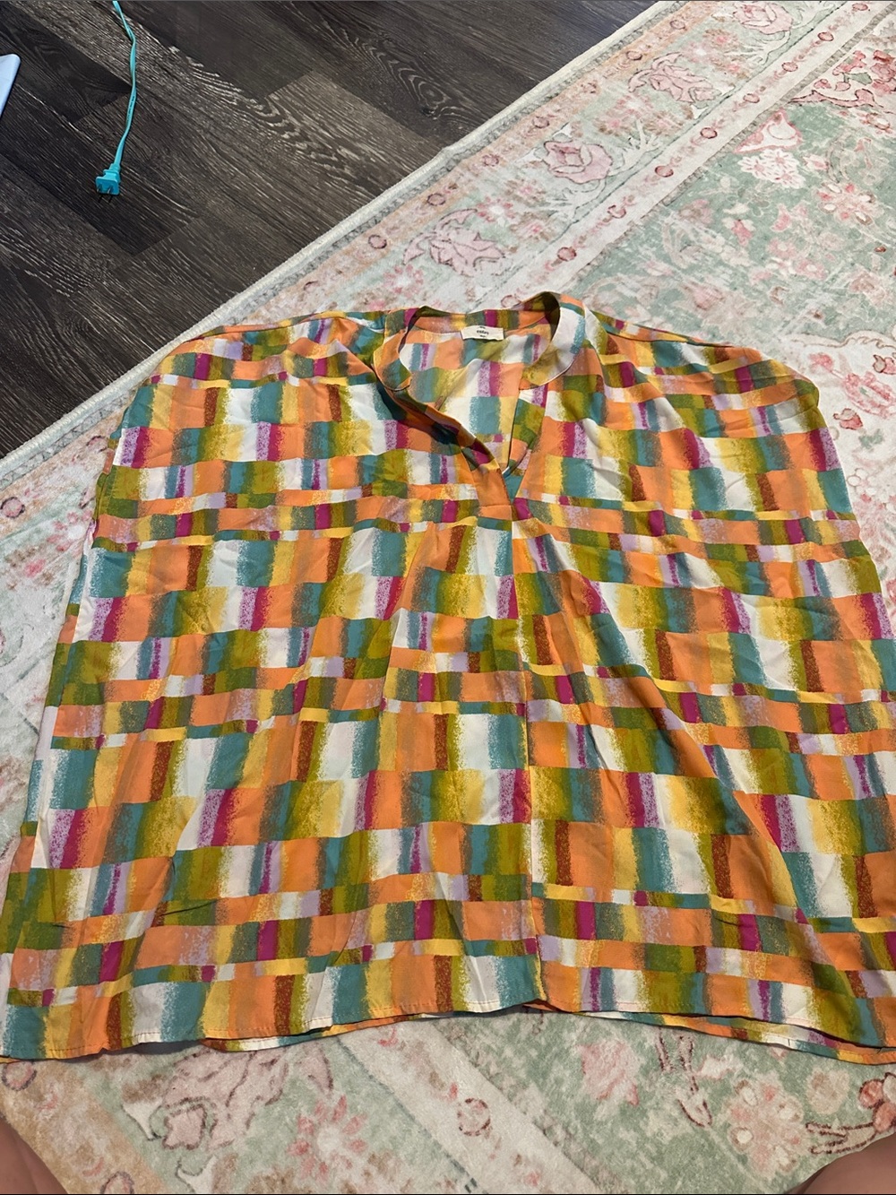 entro Multicolor Checkered Satin Blouse